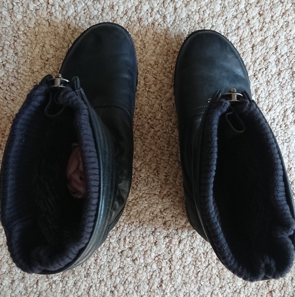 Sorel Black Leather Quilted Winter Calf High Boots Size 8 - Picture 13 of 16